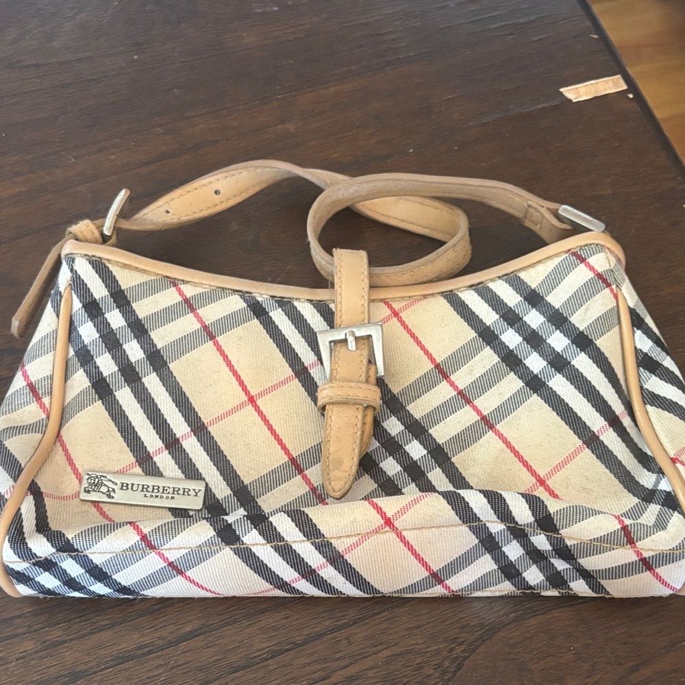 Burberry Tan and Black Plaid Shoulder Bag